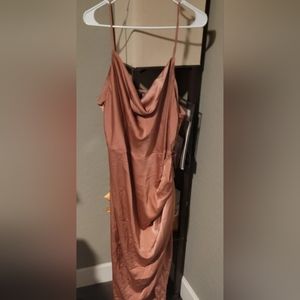 PLUS Draped Collar Wrap Satin Cami Dress